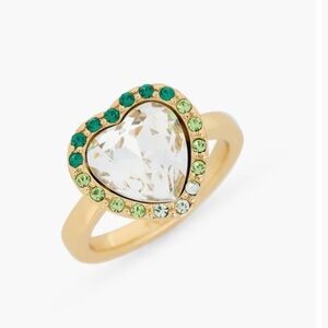 Kurt Geiger London Crystal Heart Halo Cocktail Ring 8 New